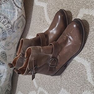 Lucky Brand Brown & Tan Ankle Moto Boots - Size 7